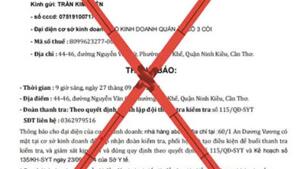 Cảnh báo mạo danh công chức Sở Y tế thành phố Cần Thơ để lừa đảo