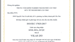 Chứng chỉ công nhận Trung tâm Kiểm nghiệm thành phố Cần Thơ đã được đánh giá và phù hợp với các yêu cầu của tiêu chuẩn ISO/IEC 17025:2017